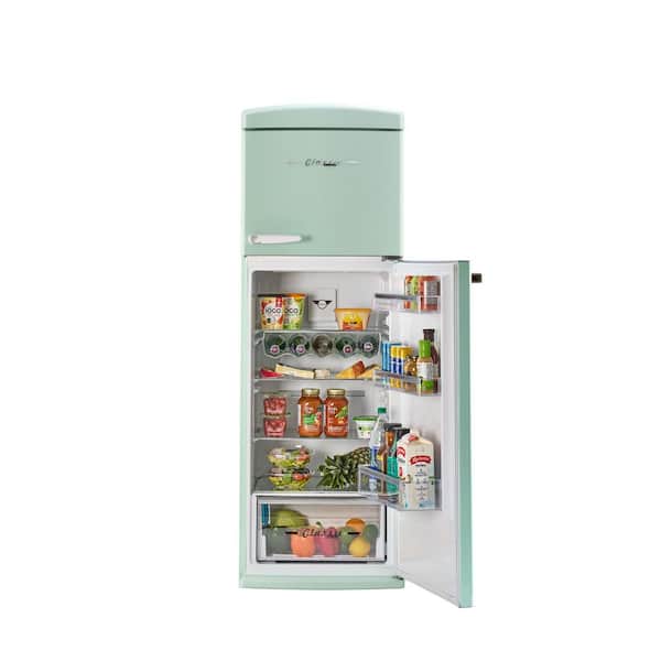 Classic Retro 23.8 in. 11 cu. ft. Frost Free Top Freezer Refrigerator in Summer Mint Green, Energy Star