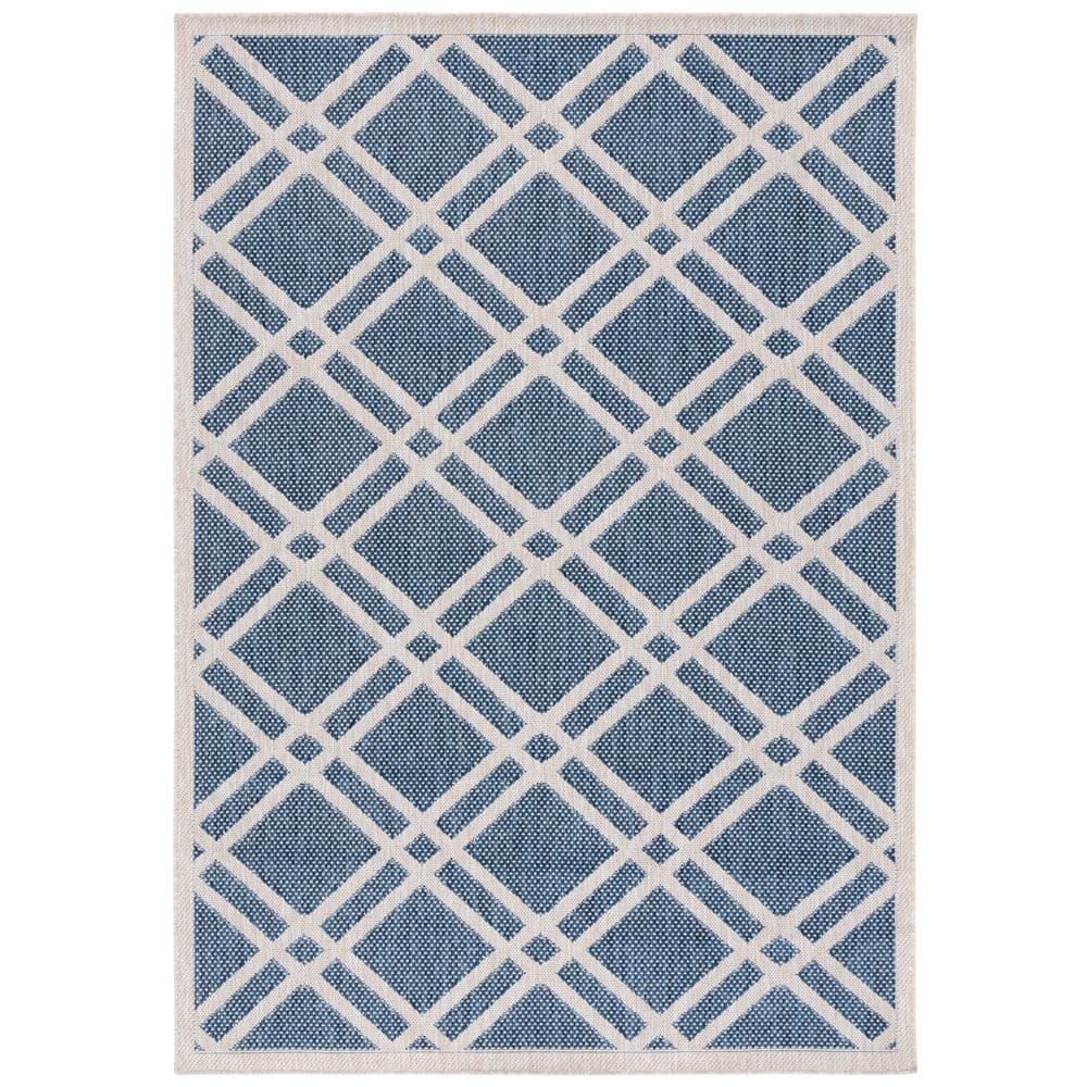 SAFAVIEH Beach House Blue/Ivory 4 ft. x 6 ft. Diamond Crosshatch