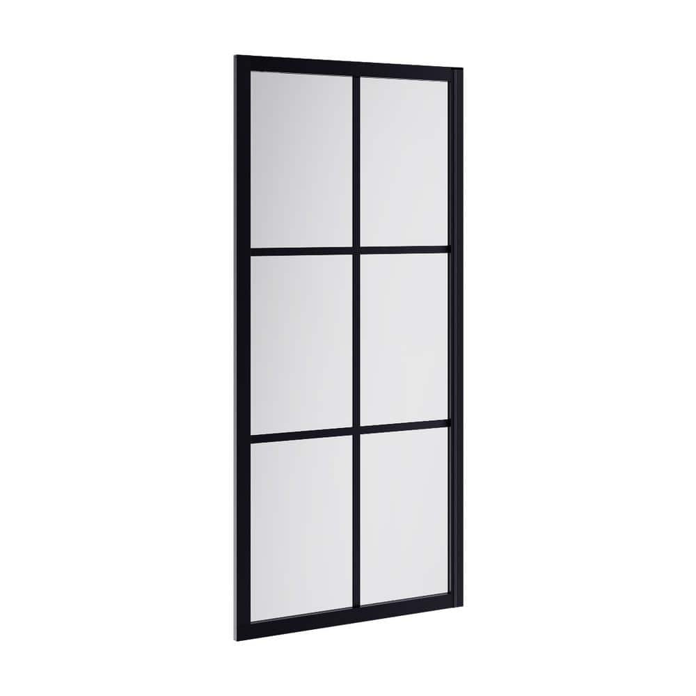 75'' Black Aluminum and Glass Framed Shower Enclosure
