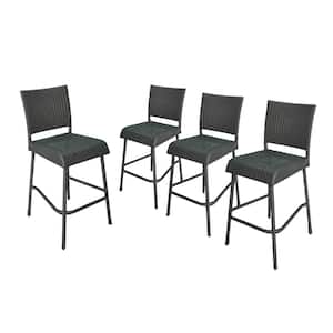 Timothy Gray Faux Rattan Patio Outdoor Bar Stool (4-Pack)