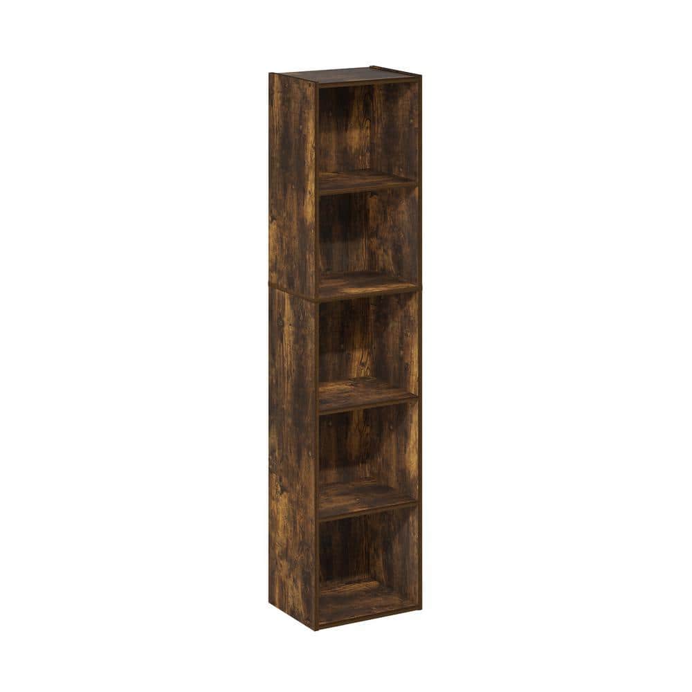 Furinno Pasir 52 in. Tall Amber Pine Wood 5-Shelf Standard Bookcase