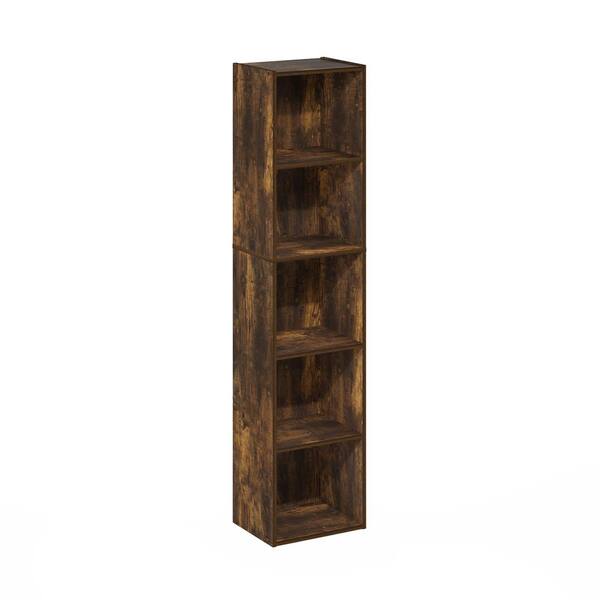 Furinno Pasir 52 in. Tall Amber Pine Wood 5-Shelf Standard Bookcase