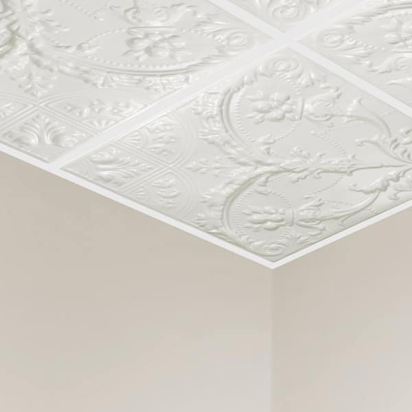Great Lakes Tin Saginaw ft. x ft. Lay-in Tin Ceiling Tile in Gloss  White (20 sq. ft. case of 5) Y5300 The Home Depot