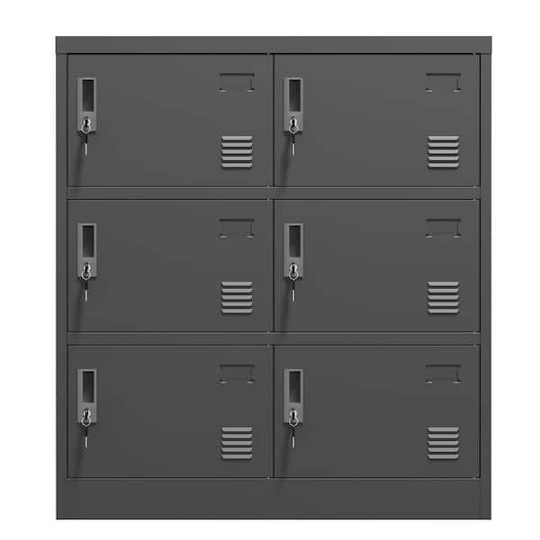 Tidoin 3-Tier Metal Storage Cabinet Locker with 6-Door in Black