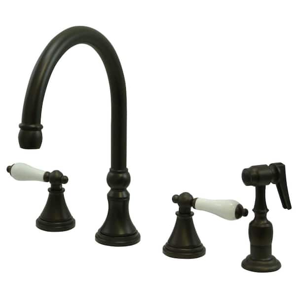 Kingston Brass Governor 2-Handle Standard Kitchen Faucet with Side Sprayer in Oil Rubbed Bronze