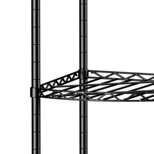 FUNKOL 6-Tiers Black with Wheels Adjustable Height Heavy Steel Load Capacity 6000lbs Rectangles Warehouse Wire Shelves