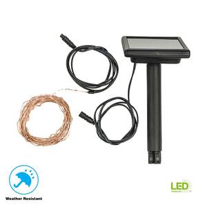 50-Light 6.10 in. Solar Outdoor Integrated LED Copper String Light Set with Solar Panel