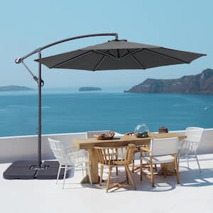 10 ft. Round Outdoor Patio Cantilever Offset Umbrellas in Anthracite