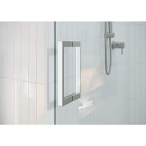 52 in. W x 78 in. H Sliding Frameless Shower Door with Square Hardware in Brushed Nickel