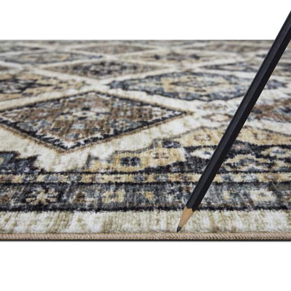 Eden Collection Panels Ivory 2 ft. x 3 ft. Machine Washable Traditional Indoor Area Rug