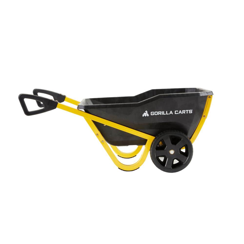 Black and Yellow Poly Yard Cart with Powder-Coated Steel Handles