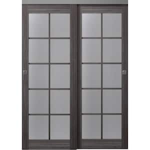 Paola 10-Lite 36 in. x 80 in. Gray Oak Finished Wood Composite Bypass Sliding Door