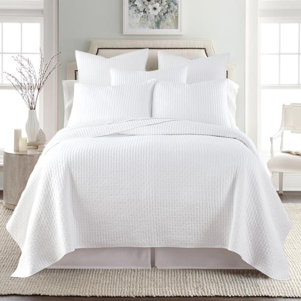 LEVTEX HOME Cross Stitch White Solid Cotton 26 in. x 26 in. Euro Sham (Set of 2)