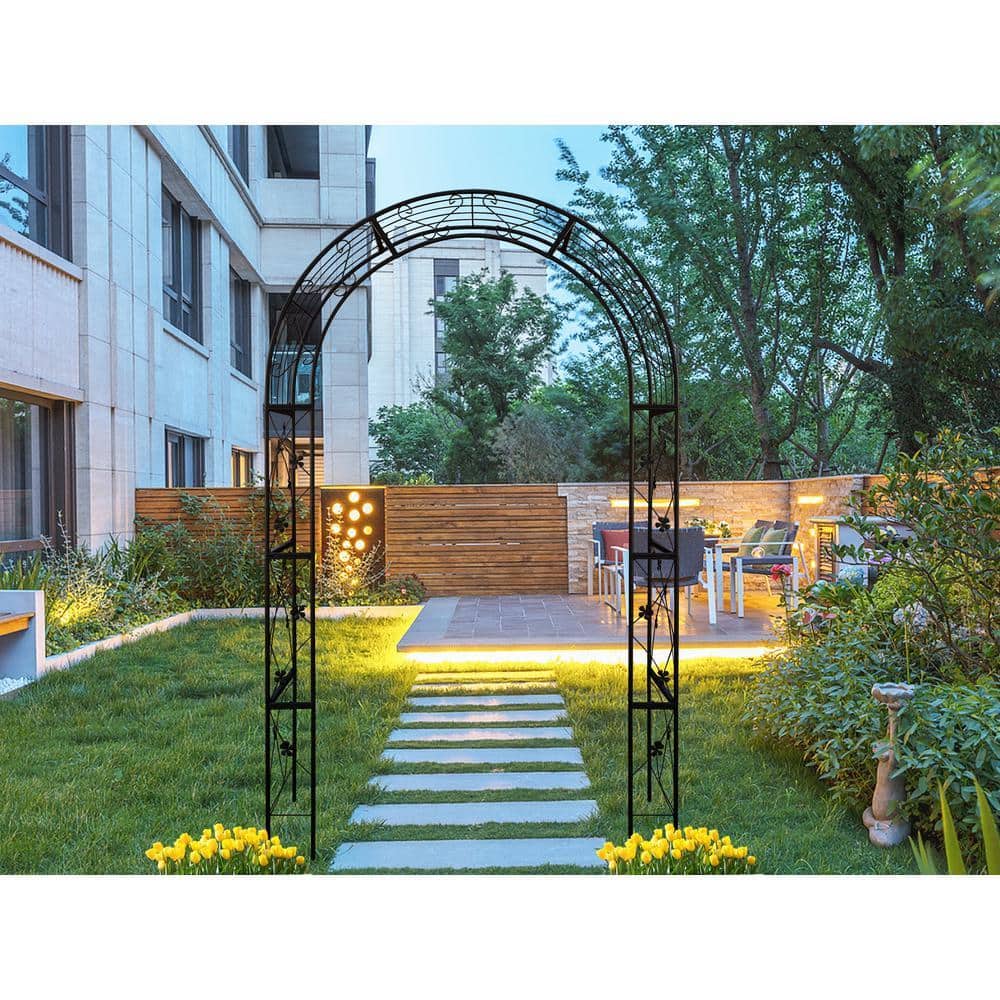 Cesicia 98 .4 in. H Iron Garden Arbor Trellis Climbing Plants Support ...