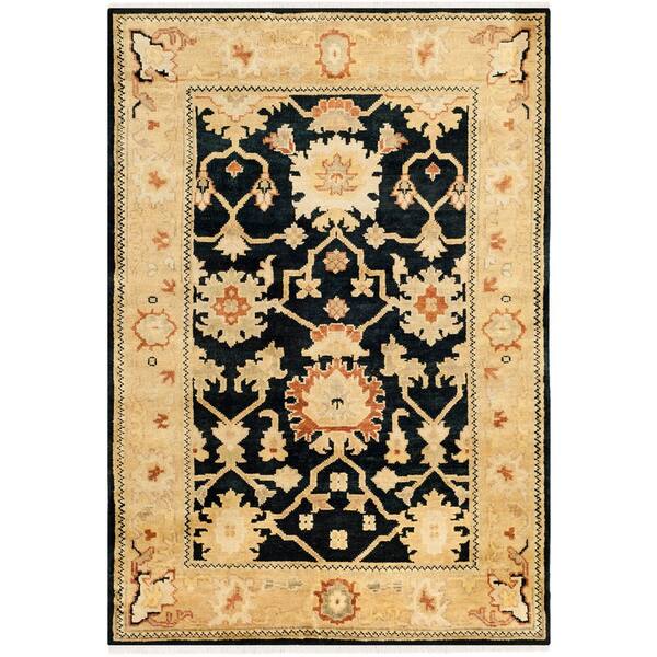 Oushak 4 ft. x 6 ft. Black/Light Gold Persian Area Rug