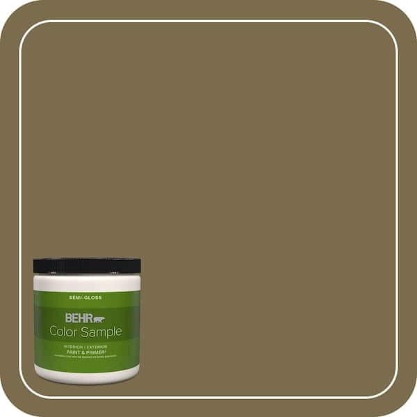 BEHR PREMIUM PLUS 8 oz. #PPU8-01 Olive Semi-Gloss Interior/Exterior Paint & Primer Color Sample