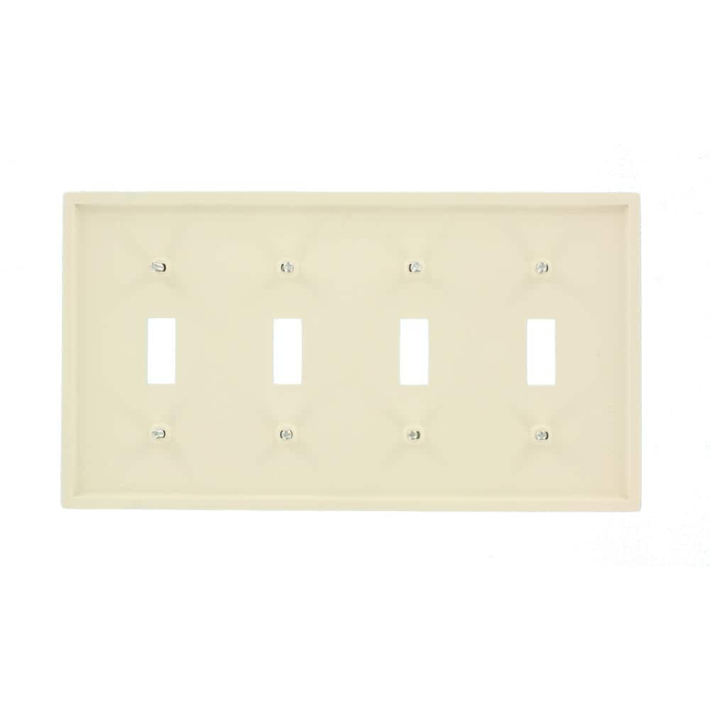 Light Almond 4-Gang Toggle Switch Wallplate in Thermoplastic Nylon