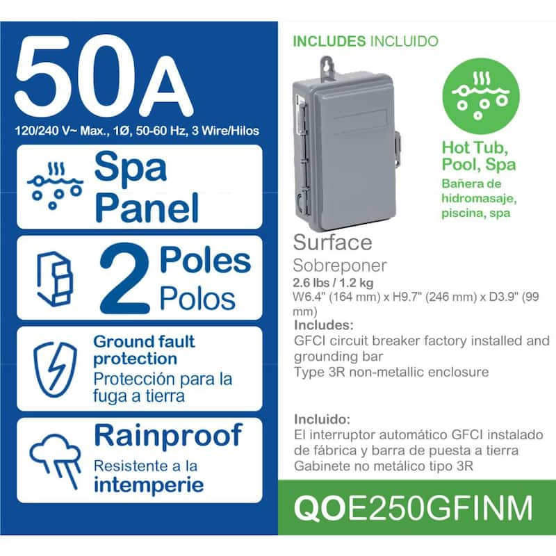 QO 50 Amp 2-Space 4-Circuit Spa Panel Main Lug Load Center