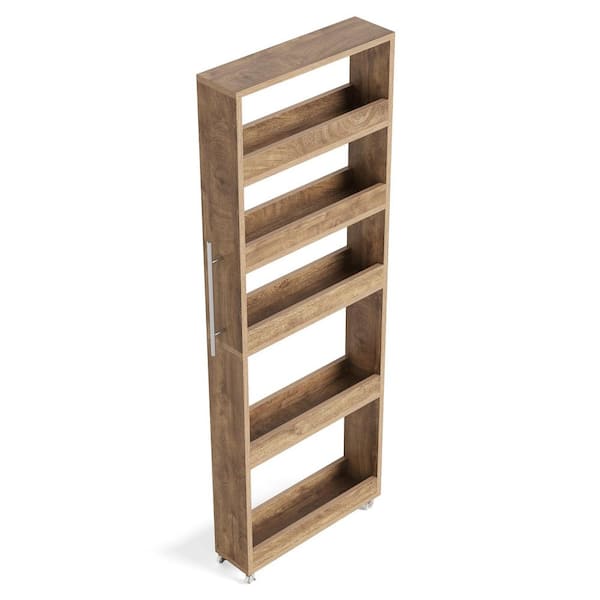 COPY 0 White Wood Kitchen Cart with Wheels for Narrow Spaces