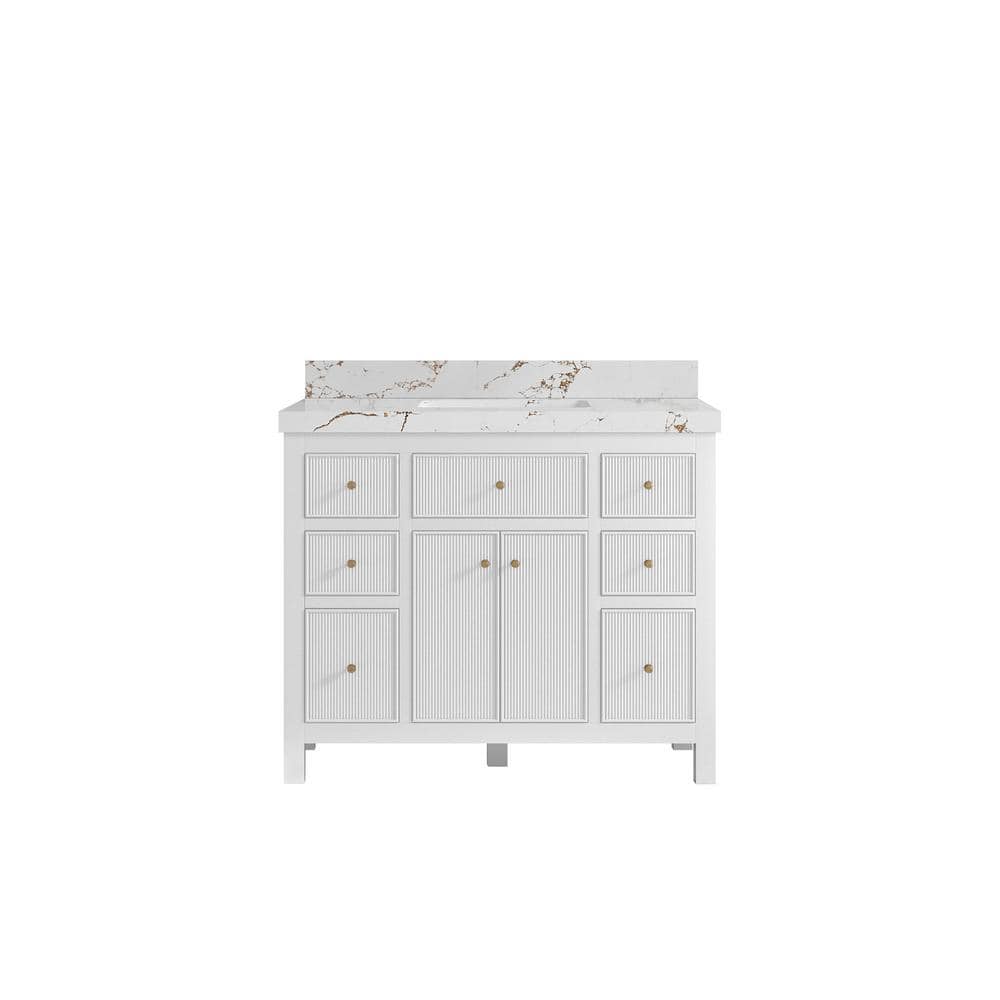 Sonoma 42 in.  W x 22 in.  D x 36 in. H Single Sink Bath Vanity in White with 2 in. Viola Brown qt. Top price history on PriceWatchPro