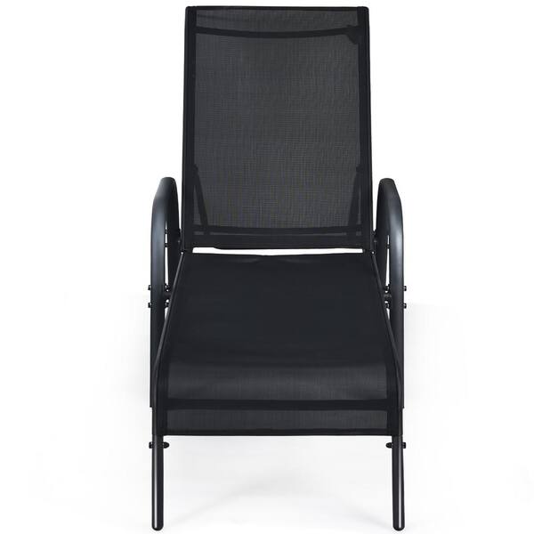 Costway Black Steel Outdoor Lounge Chair KYD70G18-2 - The
