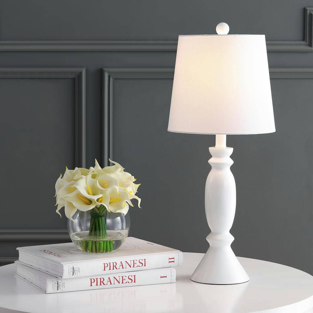 Kian White 24-Inch Traditional Table Lamp with Cotton Shade