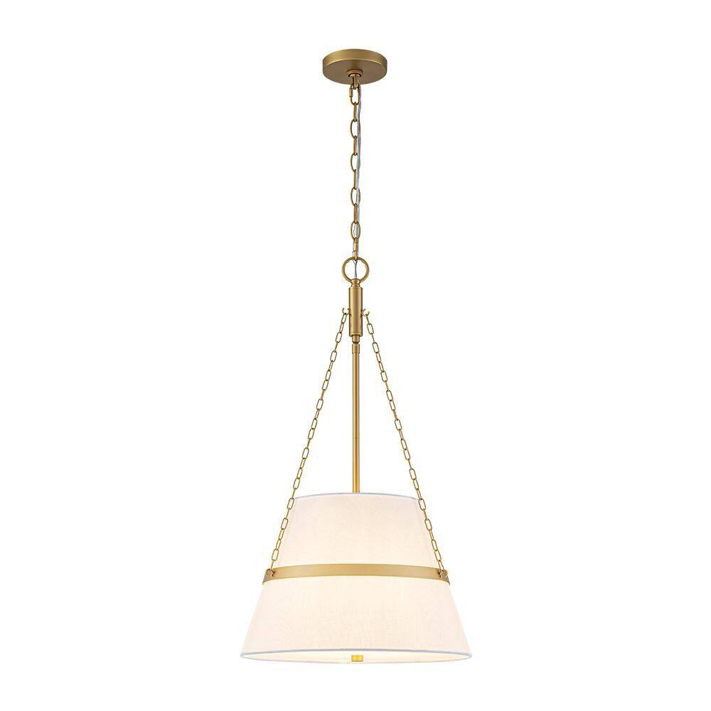 Softline 4-Light 15.4 in. Modern Brass Pendant Light with Linen Fabric Drum Shade for Bedroom Living Room Island price history on PriceWatchPro