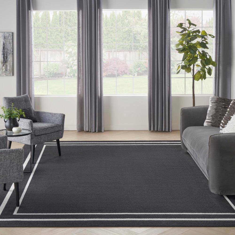 Black Ivory 10' x 14' Solid Synthetic Indoor/Outdoor Rug