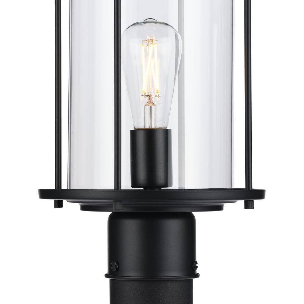 Gunther Matte Black Farmhouse Post Lantern with Clear Glass