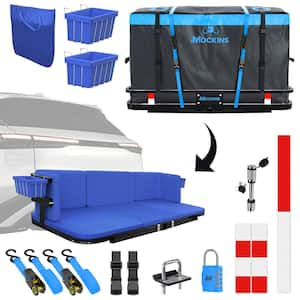 48in x 18in x 6in. 2-in-1 Hitch Mount Cargo Carrier and Hitch Bench with 15CuFt Cargo Bag, Cushion Set and Accessories