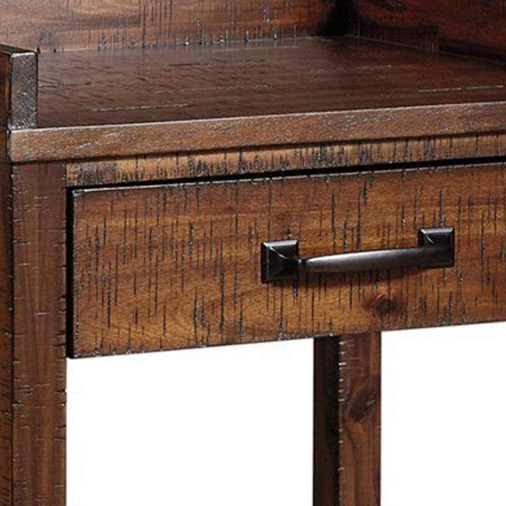 Baldridge Rustic Brown Wood Printer Stand with Storage and Casters