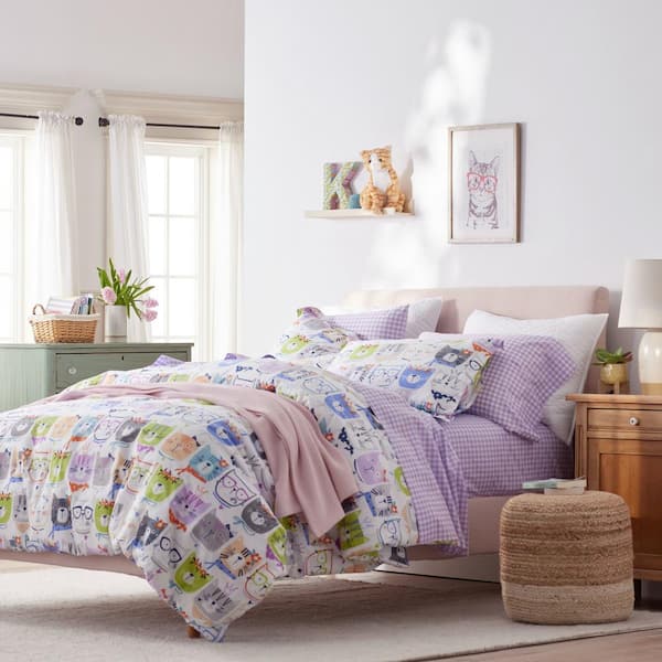 The Company Store Company Kids Stylish Cats White Multi Organic