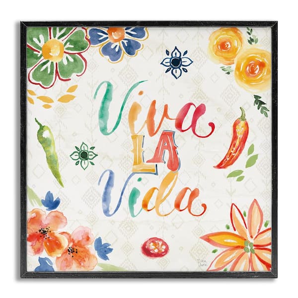 Stupell Industries Liva the Life Phrase by Dina June Gray Framed Typography Giclee Art Print 17 in. x 17 in.