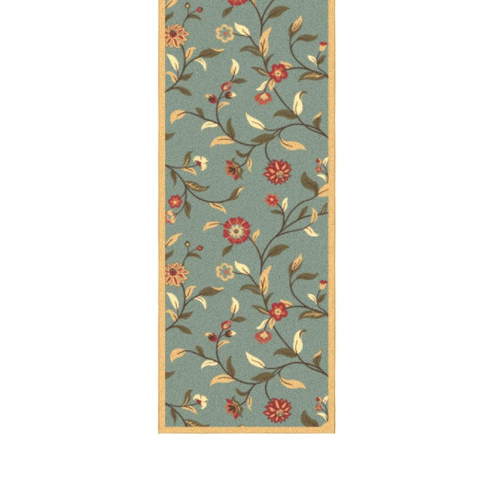 Homeline Non-Slip Rubberback 2 ft. x 5 ft. Floral Indoor Runner Rug, Dark Seafoam Green price history on PriceWatchPro