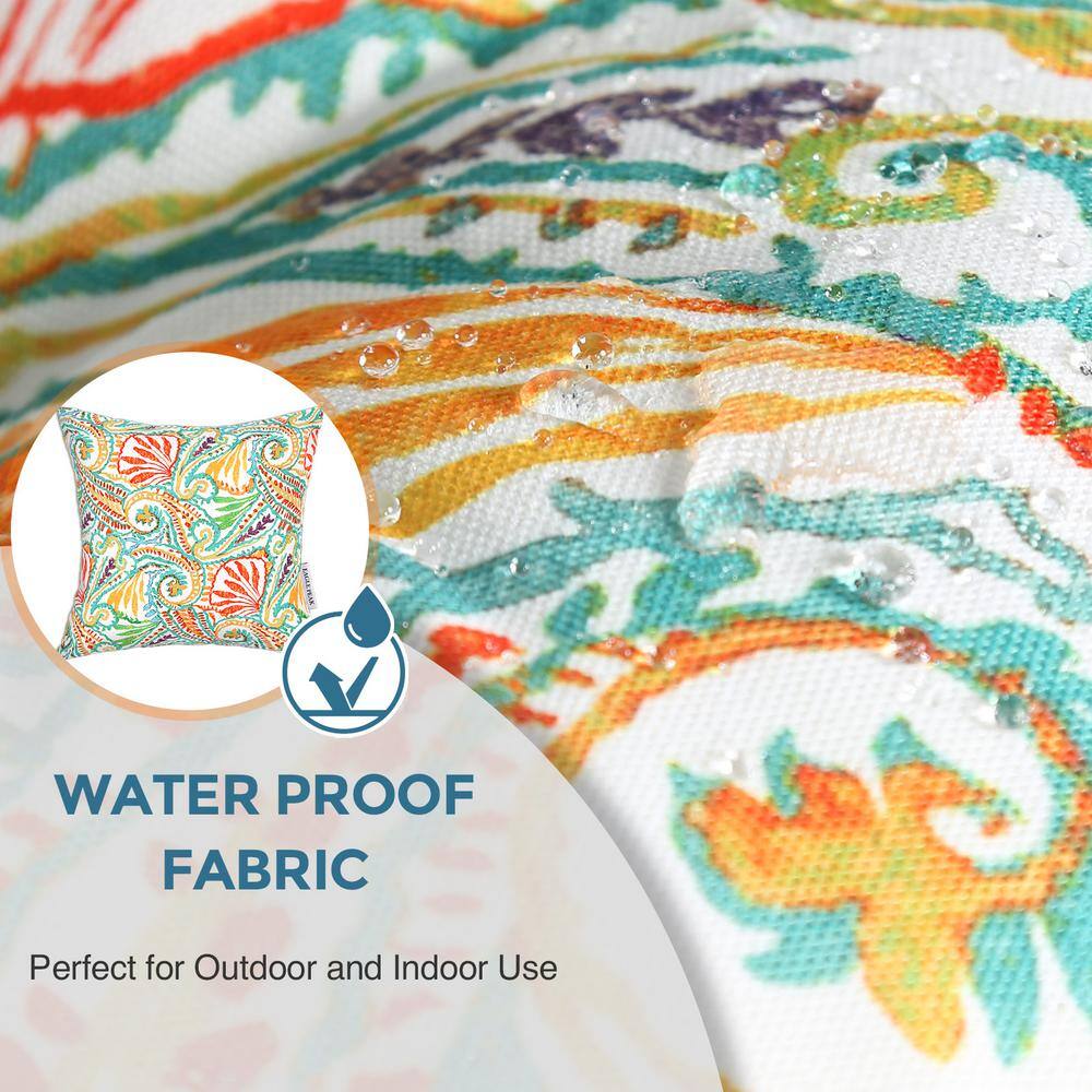 Paisley White Outdoor Cushion Covers Set of 4