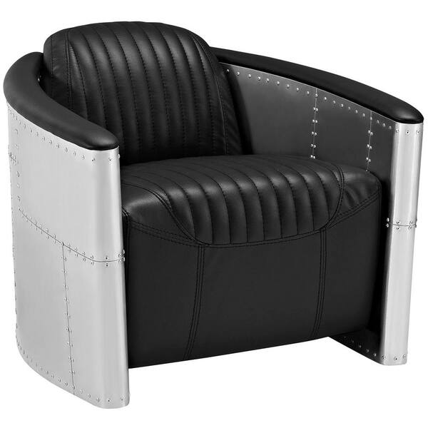 MODWAY Visibility Upholstered Black Vinyl Lounge Chair