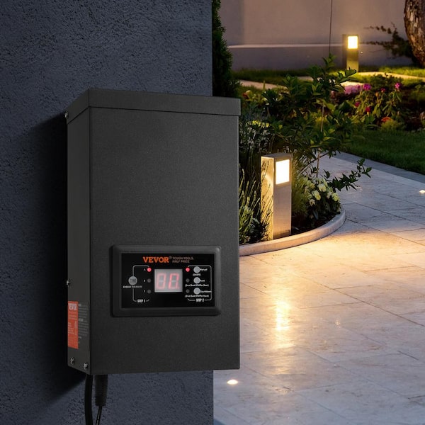 Low Voltage 300-Watt Metal Landscape Lighting Transformer with Timer Photocell Sensor 120-Volt-12/14-Volt AC for Outdoor