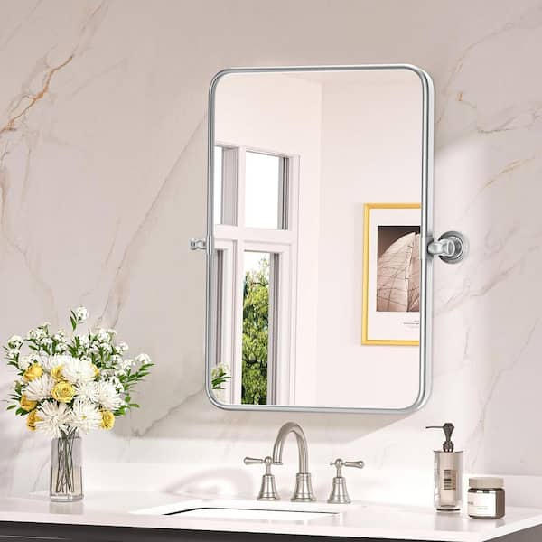 LuxHomez 20 in. W x 30.2 in. H Modern Rectangular Silver Metal