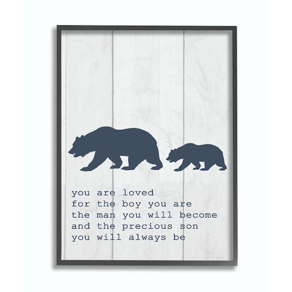 Stupell Industries 24 in. x 30 in. "Kids Inspirational Word Boys Bear Family" by Daphne Polselli Framed Wall Art