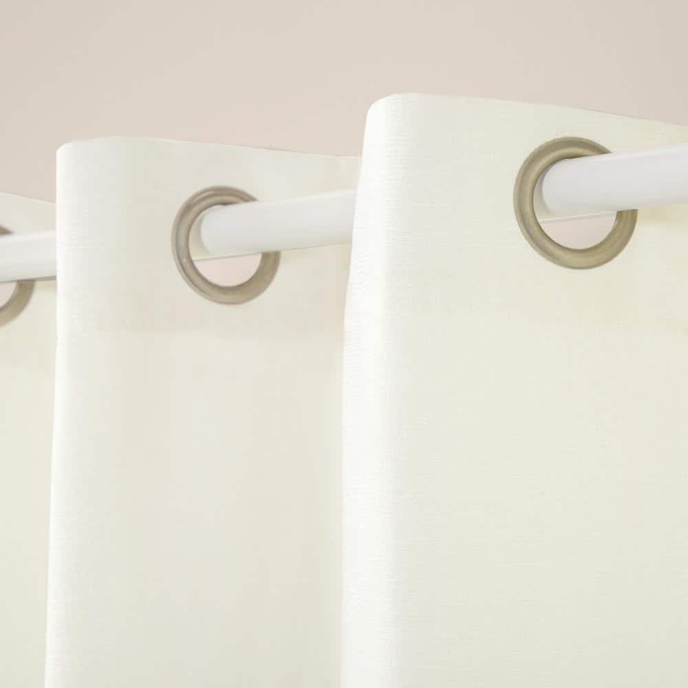 Vanilla Textured Sateen Room Darkening Grommet Top Curtain Panels, 96" x 52"