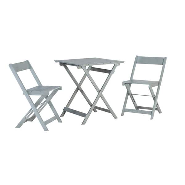 Linon Home Decor Rodger Gray 3-Piece Wood Square Outdoor Bistro Set