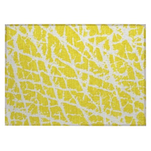 Chantille ACN501 Yellow 1 ft. 8 in. x 2 ft. 6 in. Machine Washable Indoor/Outdoor Geometric Area Rug