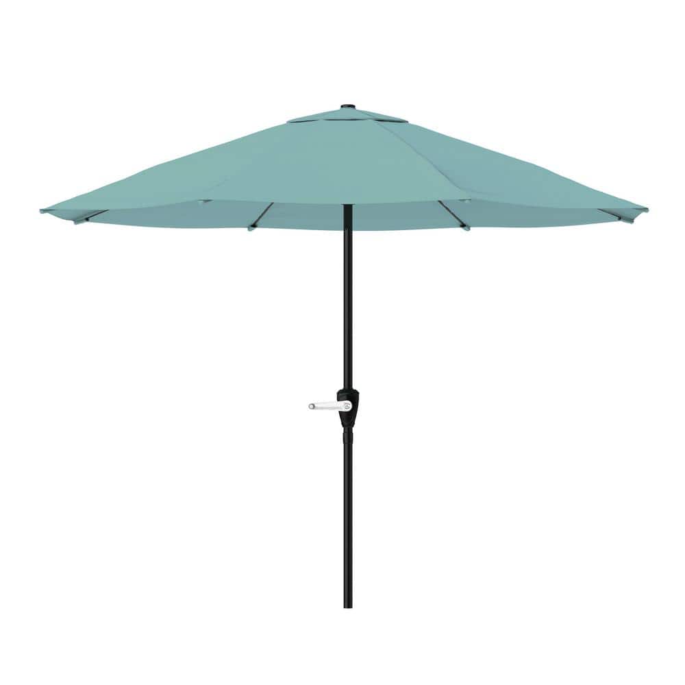 Pure Garden 9 ft. Aluminum Patio Umbrella with Hand Crank in Dusty Green  HW1500073 - The Home Depot