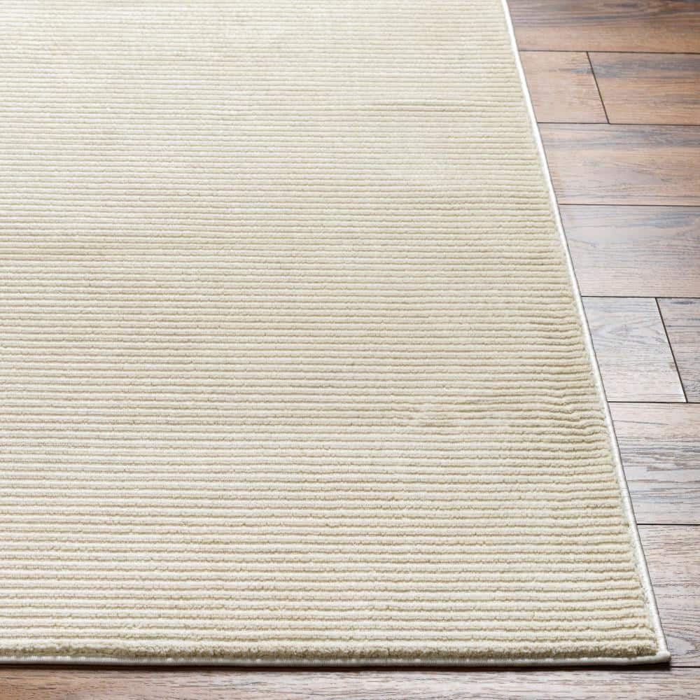 Ivory Elegance 8'11" x 12' Washable Polyester Area Rug