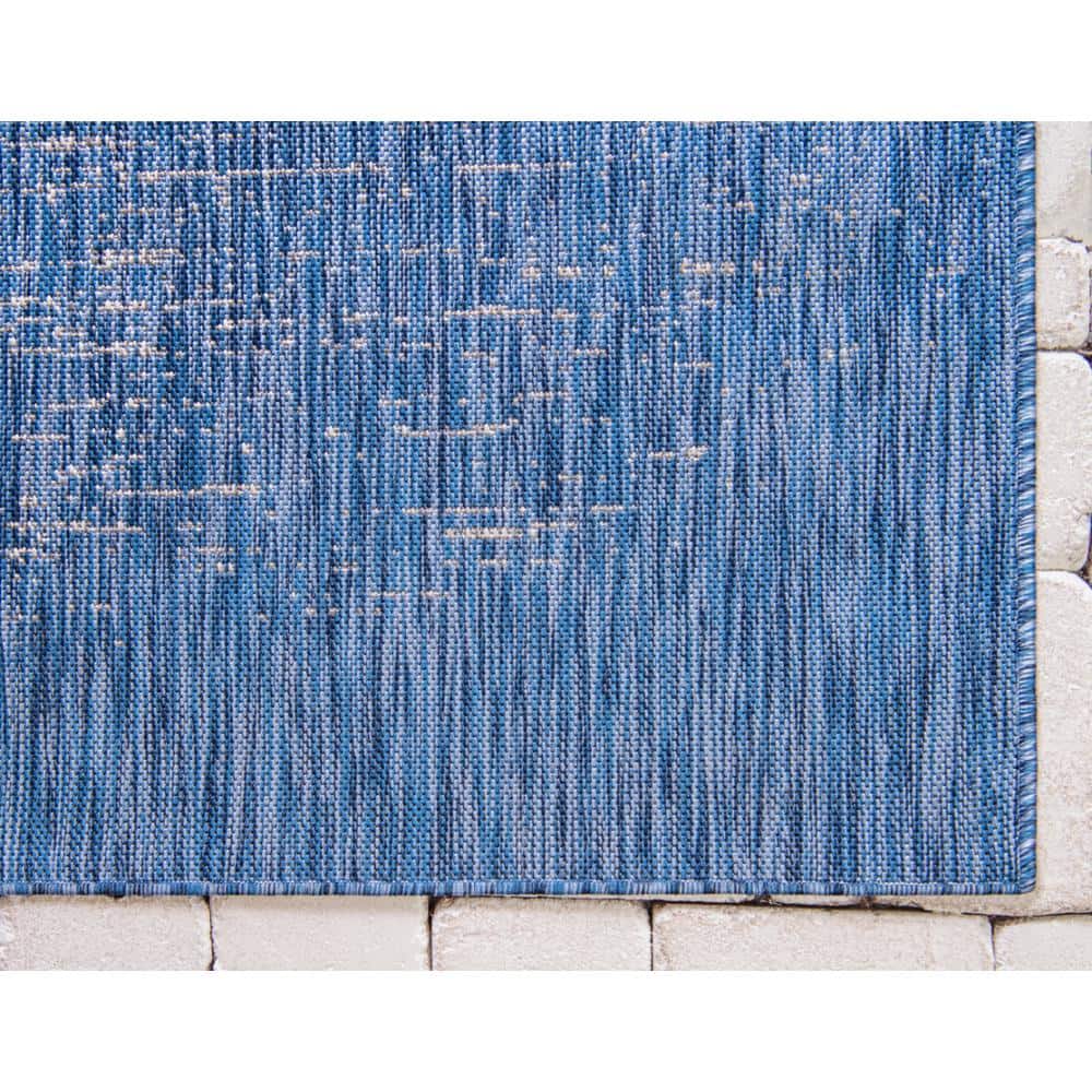 Blue Rectangular Synthetic Easy Care Outdoor Rug