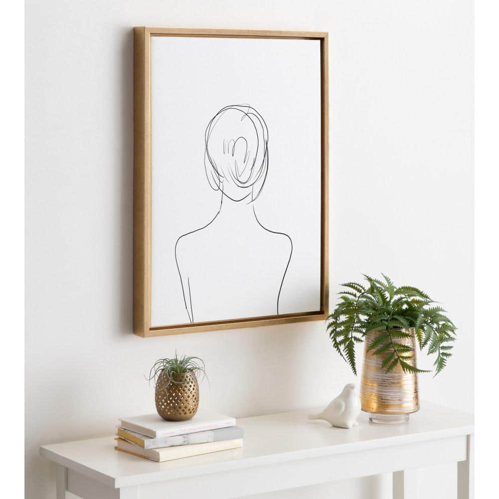 Minimalist Woman Abstract Canvas Print with Gold Frame