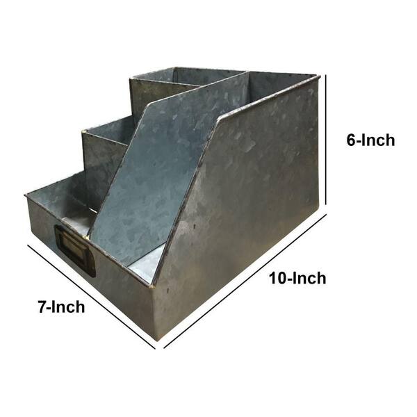 Rectangular Partitioned Cleaning Caddy - Galvanized