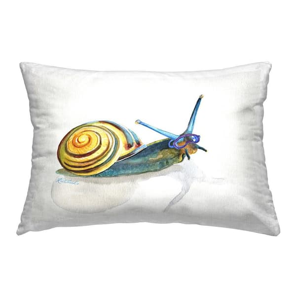Stupell Industries Snail and Snorkel Goggles Blue Print Polyester 14 in. x 20 in. Throw Pillow