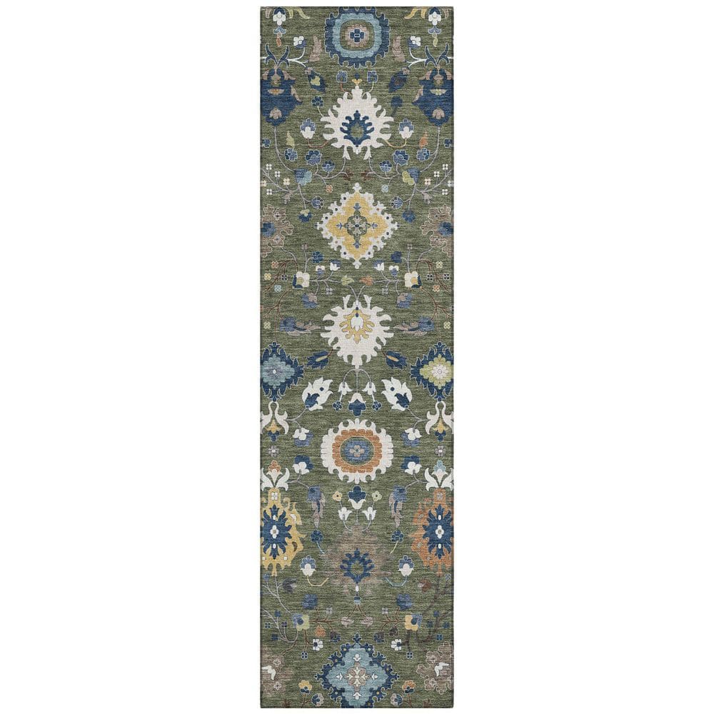 Chantille Machine Washable Indoor/Outdoor Abstract ACN2458 Olive 2 ft. x 7 ft. Area Rug price history on PriceWatchPro