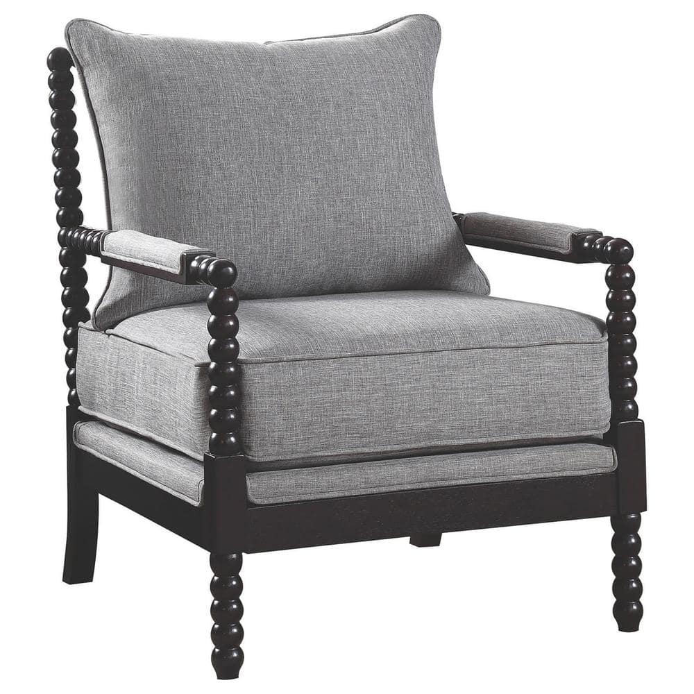 Gray Geometric Wood Frame Accent Chair